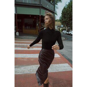 ZARA LEATHER EFFECT MIDI SKIRT